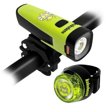 Imagem de Kukubano Conjunto de farol e lanterna traseira de LED de alta visibilidade – feixe frontal de 600 lúmens, luz traseira, recarregável por USB, impermeável, longa vida útil da bateria, para