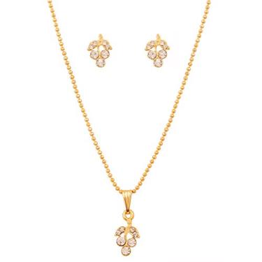 Imagem de Touchstone Conjunto de pingente de joias com design criativo delicado de Bollywood indiano colorido em tom dourado e prata para mulheres., Liga