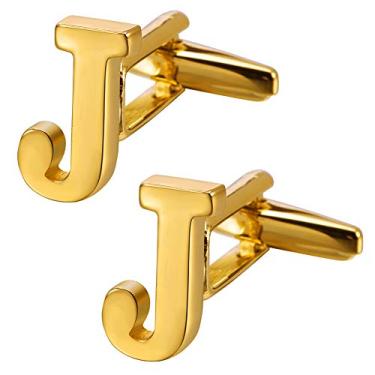 Imagem de Abotoaduras HAWSON masculinas banhadas a ouro para negócios, acessório de camisa de casamento Dourado