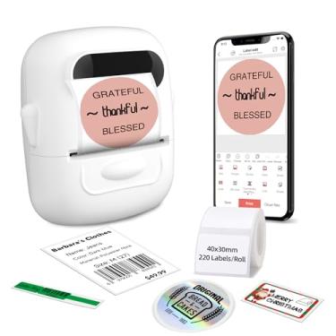 Imagem de Etiquetadora P50 de 5 cm com impressão de 1,2 a 5 cm, impressora térmica Bluetooth para joias/prata holográfica/transparente/colorida/branca com 1 rolo de etiqueta de 40 x 30 mm - branca