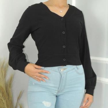 Imagem de Blusa De Frio Cropped Manga Longa Canelado Inverno Feminina - Genérica