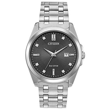 Imagem de Citizen Relógio masculino Eco-Drive Corso quartzo, aço inoxidável, clássico, Pulseira cinza, mostrador cinza, Vestido/formal