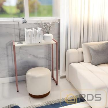 Imagem de Mesa Buffet Balcão Aparador Bella Pés Rosé Gold 68X45X90 (Bege)