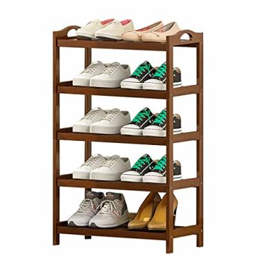 Imagem de Organizador de prateleira de sapatos de 3, 4, 5 níveis para armário de quarto, sapateira de bambu para entrada de porta, mudroom e dormitório, pequena estante de livros/suporte de vasos de flores