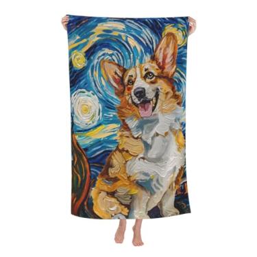 Imagem de VANZEV Corgi Toalha de Praia Noite Estrelada Cachorro Sem Areia Toalha de Banho Microfibra Ultra Macia Secagem Rápida Toalha de Piscina Toalha Absorvente Toalha Leve Presentes para Banheiro Ao Ar