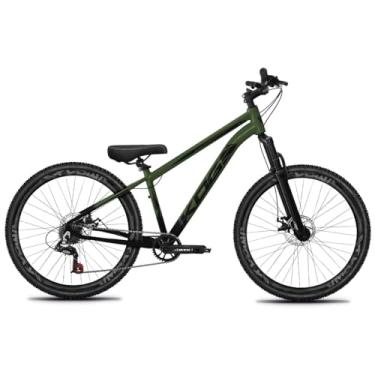 Imagem de Bicicleta Aro 26 KOG Freeride 1x7 – Estilo Grau, Suspensão 29”, Freios a Disco, Aros Vmaxx Neon – Bike Urbana de Alta Performance, Preto Verde Militar, Adesivo Preto,Vmaxx Preto Fosco