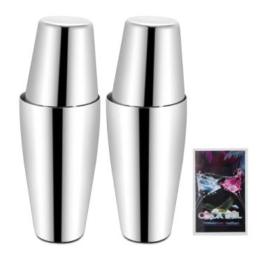 Imagem de Conjunto de coqueteleira, conjunto de coqueteleiras Boston de 2 peças para mistura de bebidas, coqueteleira de aço inoxidável premium para bartending e bar doméstico - 597 g e 800 ml, livreto de