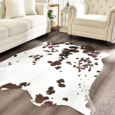 Imagem de Easycozy Tapete de couro sintético com estampa de vaca: 20 x 25 cm, couro bovino sintético, estampa de vaca espessa para quarto, sala de estar, decoração de escritório em casa