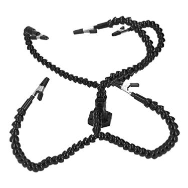 Imagem de Clipe de Crocodilo Ajudando a Estação de Mãos para Artesanato Workshop, Rotação de 360 ​​graus e Estabilidade Y Em Forma de Braços Flexíveis, Três Em Uma Estação de Solda, (Preto)