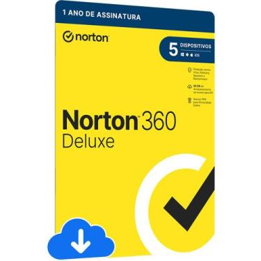 Imagem de Norton Antivirus 360 Deluxe 5 Dispositivos Licença Digital Por 1 Ano -