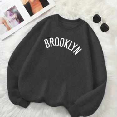 Imagem de Moletom Unissex Feminino Masculino GOLA CARECA Estamp Brooklyn Inverno