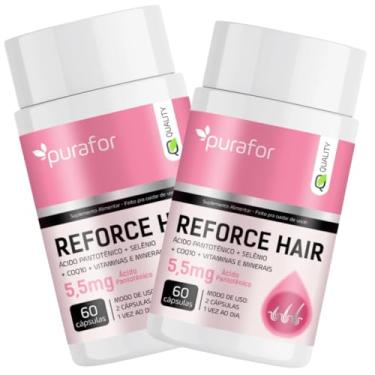 Imagem de Combo de Suplemento Alimentar Para Cabelos - Reforce Hair 5,5mg Ácido Pantotênico | 120 Cápsulas