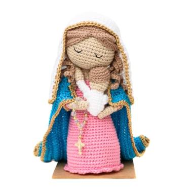 Imagem de Nossa Senhora com Jesus em amigurumi