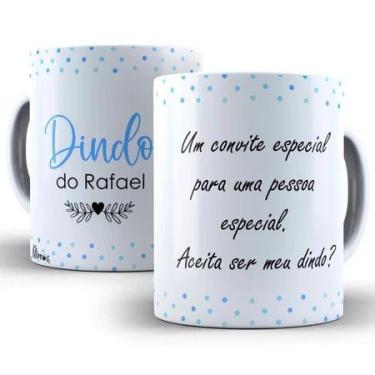 Imagem de Caneca Convite Padrinhos De Batismo Dinda e Dindo Personalizada Com No