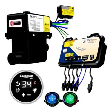 Imagem de Aquecedor Hidro Banheira Spa Cromoterapia 8000W 220V 4 Funções 2 Spots LED 4F Painel Digital Preto