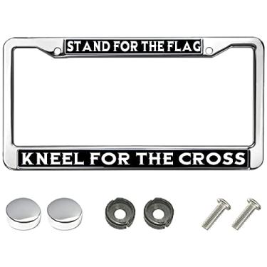 Imagem de Love US Standard License Plate Frame Quote Jesus License Plate Tag Quote Stand for The Flag Kneel for The Cross 2 Holes