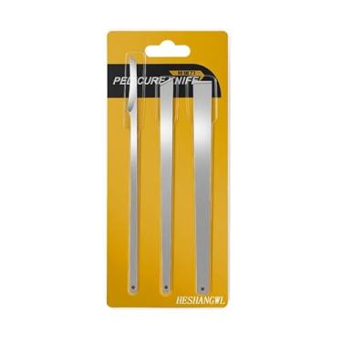 Imagem de Conjunto de facas de pedicure para unhas encravadas de aço inoxidável, kit profissional de lâmina afiada para reparo de raspador de pele de pé, para tratamento de calos de calos de unhas (com furos)