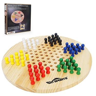 Imagem de Win SPORTS Chinese Checkers Board - Wooden Game Classic Strategy Game & Fun for The Whole Family,Includes 60 Wooden Pegs in 6 Colors,Made with All Natural Wooden Materials (11.5 Inch)