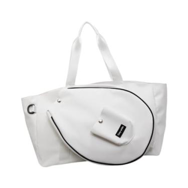Imagem de menolana Bolsa de tênis para homens e mulheres, estilosa, fácil de limpar, multiuso, à prova d'água, leve, prática, resistente ao desgaste, bolsa de, Branco