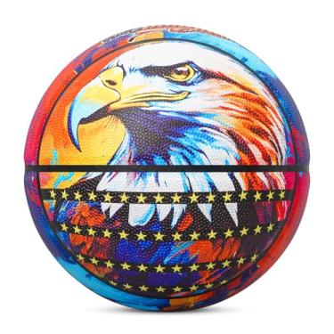 Imagem de Kuangmi Bola de basquete Liberty Court Collection, tamanho oficial 7 (75 cm), bola de rua para amantes de esportes em ambientes internos e externos, águia B