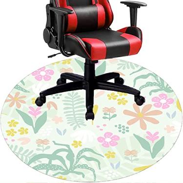 Imagem de Tapete de cadeira de escritório com flores, textura de flor, tapete de cadeira de mesa para piso de madeira de escritório em casa, protetor de piso de pilha baixa, redondo de 91 cm