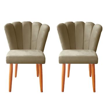 Imagem de Kit 2 Cadeiras Poltrona Sala de Jantar Penteadeira Reforçada Decorativa Pétala Suede