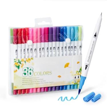 Imagem de Hopesky 36 marcadores de cores para livros de colorir para adultos sem sangramento – Conjunto de marcadores de colorir de ponta dupla à base de água para desenho, pintura, ponta fina e canetas de