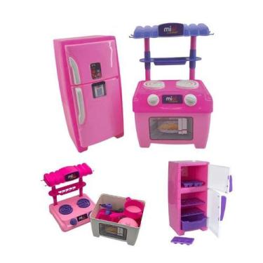 Imagem de Geladeira E Fogão Porta Abre Brinquedo Cozinha Infantil - Bs Toys