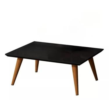 Imagem de Mesa De Centro Retangular Para Sala De Estar Com Pés Palito Em Madeira(PRETO FOSCO)