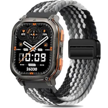 Imagem de Folavii Pulseira trançada magnética compatível com Kospet Tank M3 Ultra/M3/M2/T3 Ultra/T3/T2, pulseira esportiva elástica de nylon de 22 mm para relógio militar Amaztim M3/M2/T2 masculino e feminino