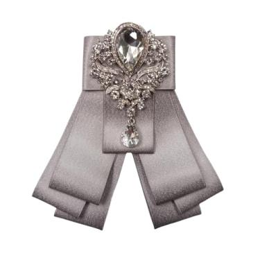 Imagem de Topz Broche de strass masculino gravata borboleta de cristal pesado cravejado na lapela padrinhos acessório para festa de formatura, 15*15cm/5.9*5.9 inches, Diamante de strass de cristal Fita, Strass