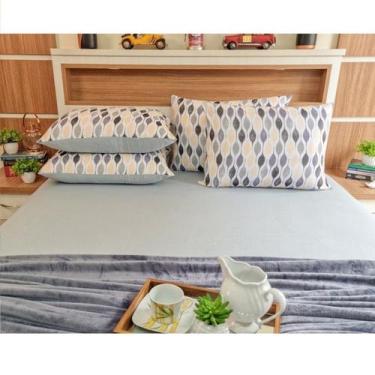 Imagem de Jogo de Lençol com Fronha Casal Cor Cinza Camitalia 100% Algodão Fio 3