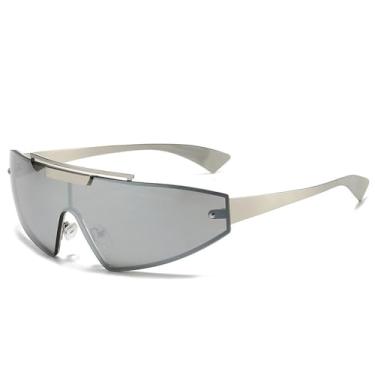 Imagem de Óculos de sol sem aro femininos para homens, óculos de sol da moda, vintage, óculos de grau punk, óculos de luxo para dirigir, prata e prata, tamanho único