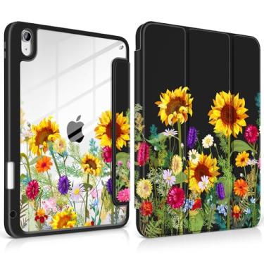 Imagem de MEEgoodo Capa para iPad Air 11 polegadas M3 2025 / M2 2024, para iPad Air 5ª / 4ª geração 27.7 cm 2022/2020, capa para tablet com revestimento traseiro transparente acrílico, girassóis