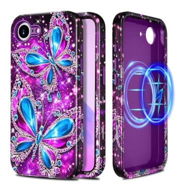 Imagem de Casetego Capa para iPhone 16e, compatível com MagSafe, [teste de queda de grau militar], proteção de corpo inteiro, fina, à prova de choque, resistente, mármore feminino, capa para meninas para iPhone