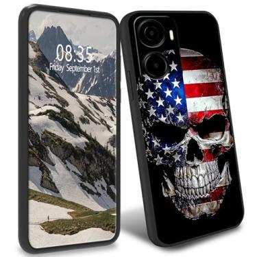 Imagem de Capa TPU para Cricket Magic 2 5G 2024 U655AC/ATT Propel 2 5G U655AA Slim Black Soft TPU Capa de proteção de corpo inteiro à prova de choque para Cricket Magic 2 5G /Propel 2 5G, caveira com bandeira