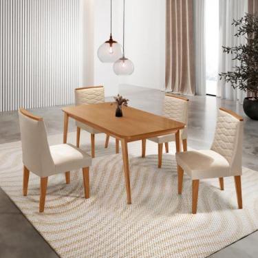 Imagem de Mesa de Jantar Copper 120cm Tampo Canto MDF com 4 Cadeiras Eloise Mode