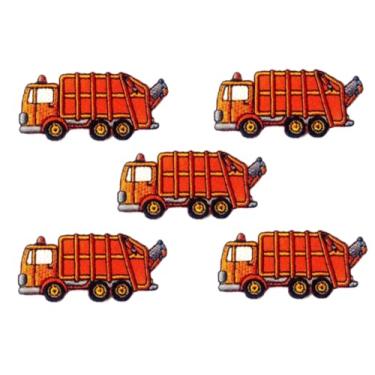Imagem de Bru_289 Conjunto de 5 minúsculos. Mini caminhão de lixo fofo logotipo de desenho animado 1 adesivos costurados ferro em aplique bordado emblema emblema emblema roupa DIY fantasia