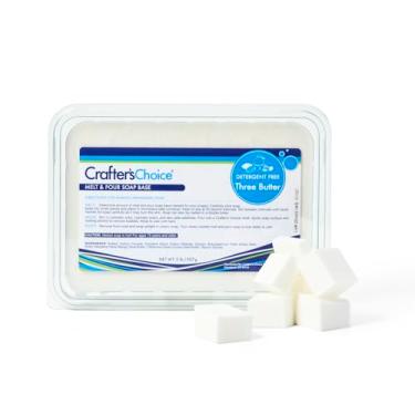 Imagem de Crafter's Choice Base de sabão para derreter e despejar sem detergente para projetos de fabricação de sabão e bricolage, sem SLS/LES, bloco de 900 g (três manteigas Plus)