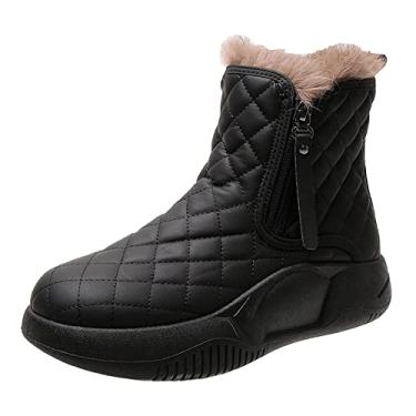 Imagem de YIJU Botas Femininas para Inverno em Neve com Proteção Contra Água E Cano para Trilha, Preto, 36