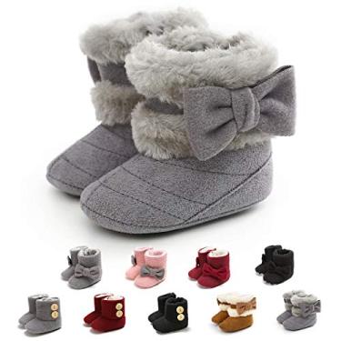 Imagem de Botas infantis de inverno para bebês meninas sapatos de sola macia antiderrapante infantil neve quente pré-andador recém-nascido botas, A-grey, 6-12 Months Infant
