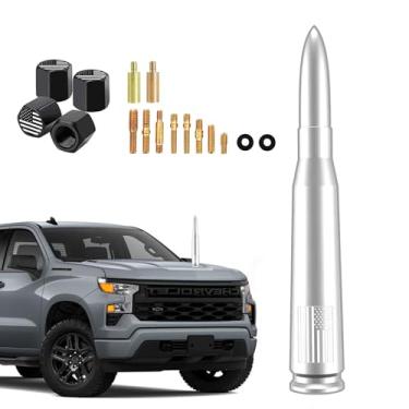 Imagem de Antena de carro de caminhão com tampas de haste de válvula, mastro para GM Chevy Silverado 1500 2500 3500 HD Avalanche Ford F150 F250 F350 Denali acessórios de caminhonetes resistentes (preto fosco)