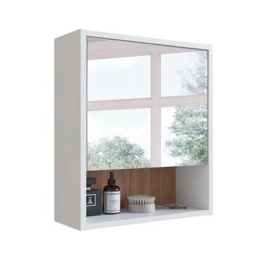 Imagem de Armário de Banheiro com Espelho Slim 1 PT Branco e Montana