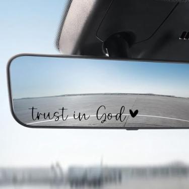 Imagem de Kutyun 2 peças de decalques de espelho retrovisor Trust in God, decoração de carro para mulheres, adesivos decorativos de espelho retrovisor de vinil automotivo, acessórios de carro à prova d'água
