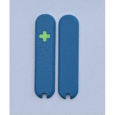 Imagem de Capas de substituição para balanças Victorinox alças de plástico de 58 mm com pinças, compartimentos para palitos e cruz brilhante (azul)