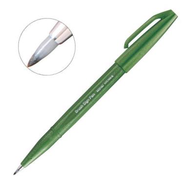 Imagem de Caneta Pincel Brush Sign Pentel Lettering Desenho Caligrafia, Verde Ol