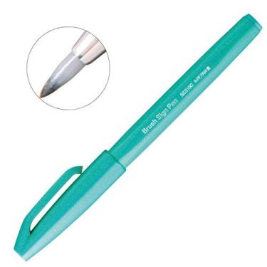 Imagem de Caneta Pincel Brush Sign Pentel Lettering Desenho Caligrafia, Verde Es
