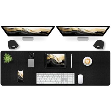 Imagem de Meetcolor Tapete de mesa de couro, antiderrapante, tapete de mouse grande para mesas, mouse pad preto, à prova d'água, protetor de mesa para escritório/estudo/casa/decoração (120 x 43 cm)