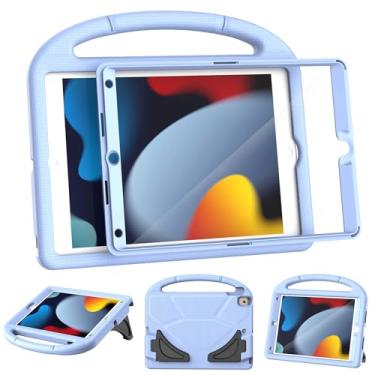 Imagem de TOEVEK Capa infantil para iPad 9ª/8ª/7ª geração, iPad 10.2 com protetor de tela integrado, capa protetora durável à prova de choque para iPad de 10,2 polegadas 2021/2020/2019, azul claro