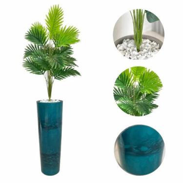 Imagem de Planta Artificial Palmeira + Vaso Moderno Pedra Decoração - FlorImp
